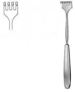 Ретрактор-гачок Кохера-Фолькмана, гострий, 220 мм, 4 зубці